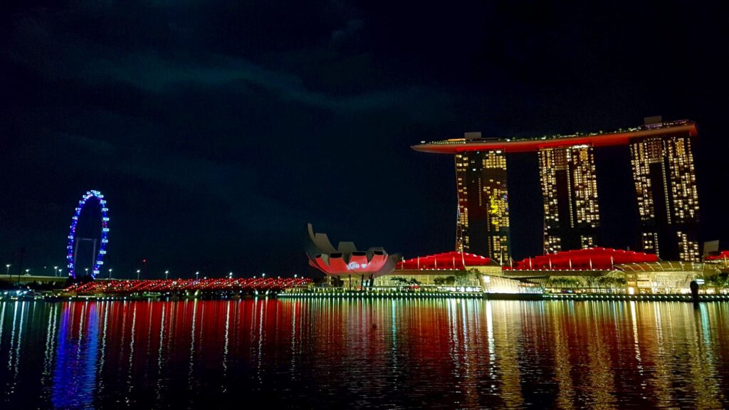 Marina Bay Sands area at night, 31 October 2020